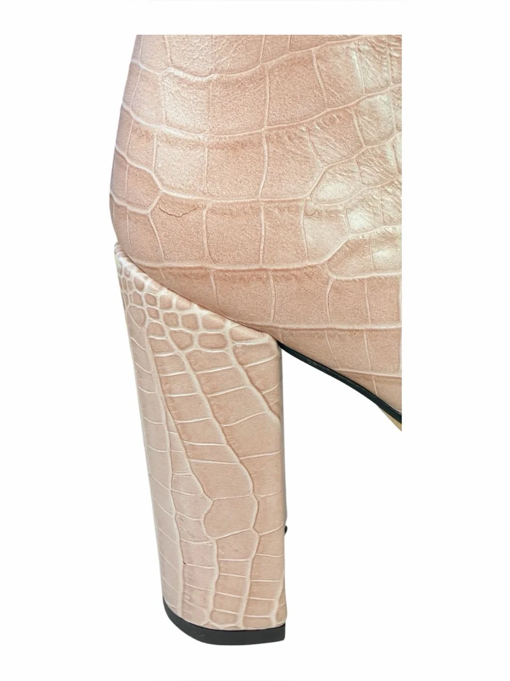 Paris Texas Women’s Tall Pink Croc-Embossed Pointed-Toe Boots